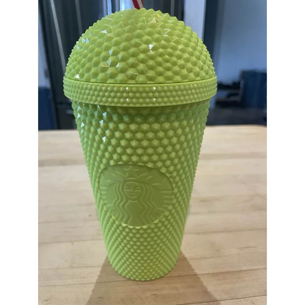 Starbucks 16oz Frappuccino Dome Cold Tumbler 2025 Studded Neon Lime Snow Cone